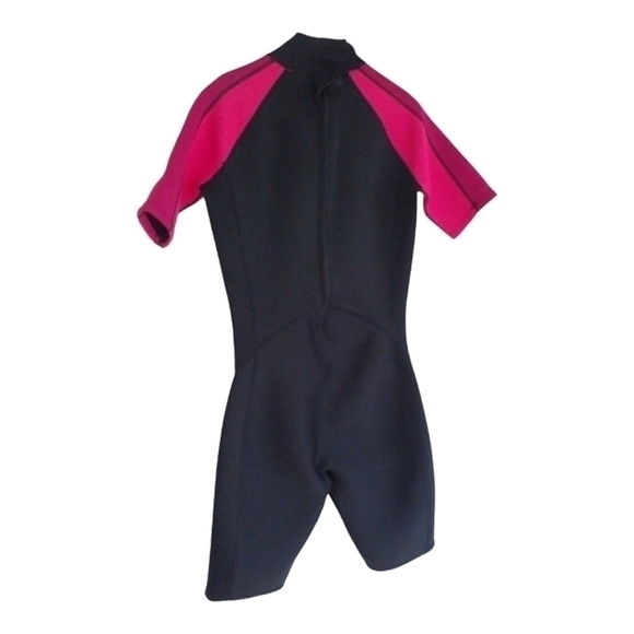 Mountain Warehouse Pink Black Shorty Wetsuit Size 8 10 - Picture 2 of 5
